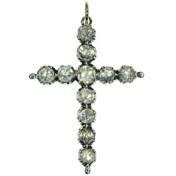Antique Georgian silver cross set with strass stones